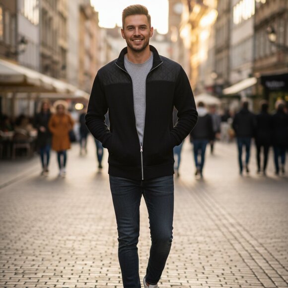 INC International Concepts Black Full-Zip Hybrid Jacket Large - Picture 5 of 7